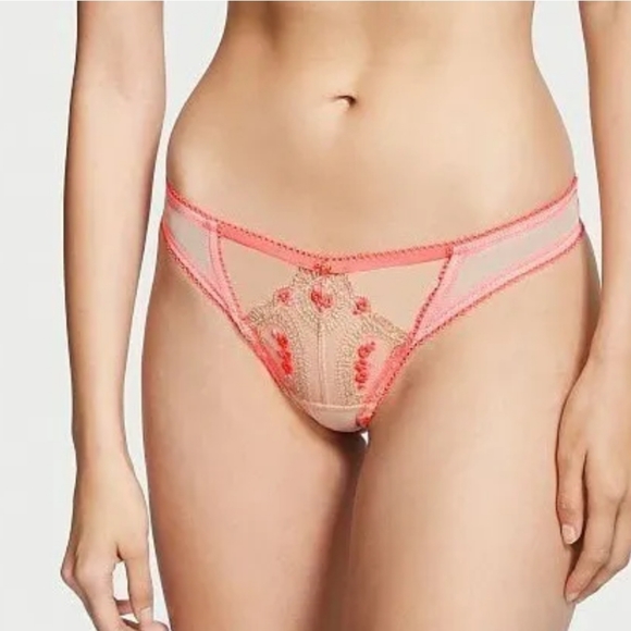 VICTORIAS SECRET DREAM ANGELS EMBROIDERED HEART STRAPPY THONG PANTY - Picture 2 of 3